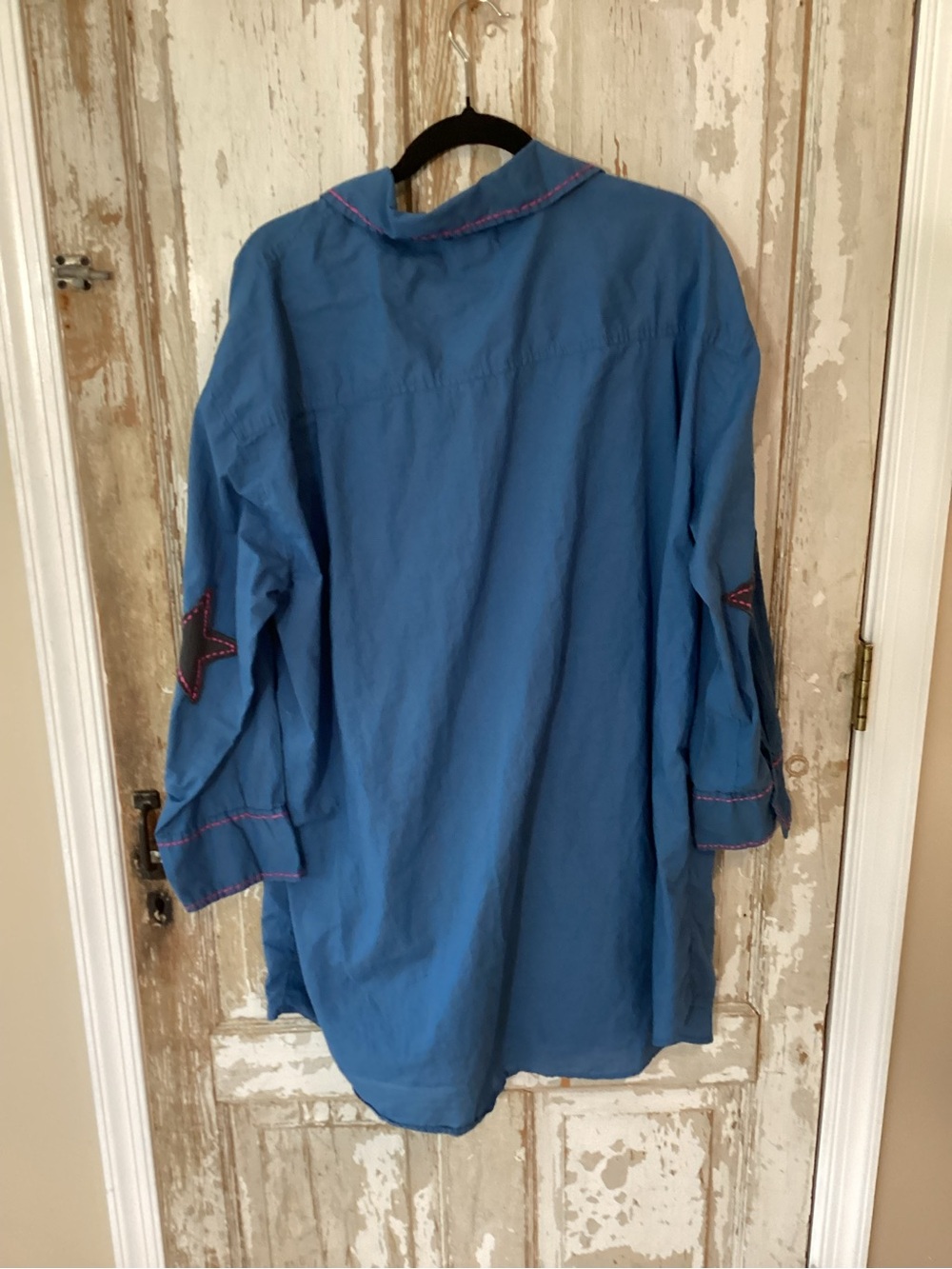 NATURAL LIFE Size Large Lesli Blue Shirt Dress Star Elbow Patch - L/XL - Picture 7 of 10